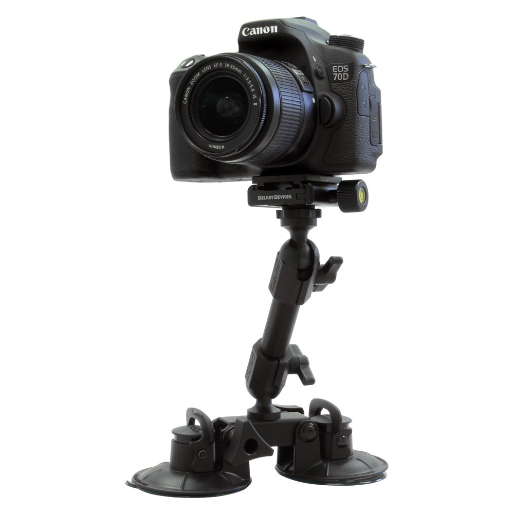 Delkin Devices Fat Gecko Mini Suction Camera Mount - Powerful Suction Cup Camera Mount for Car, Motorcycle, Desk, Window | Secure and Adjustable Action Camera Holder for Video Recording