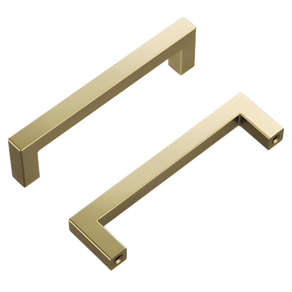 Hickory Hardware Solid Core Kitchen Cabinet Pulls, Luxury Cabinet Handles, Hardware for Doors & Dresser Drawers, 3 Inch Hole Center, Brushed Golden Brass, Skylight Collection (Pack of 1)