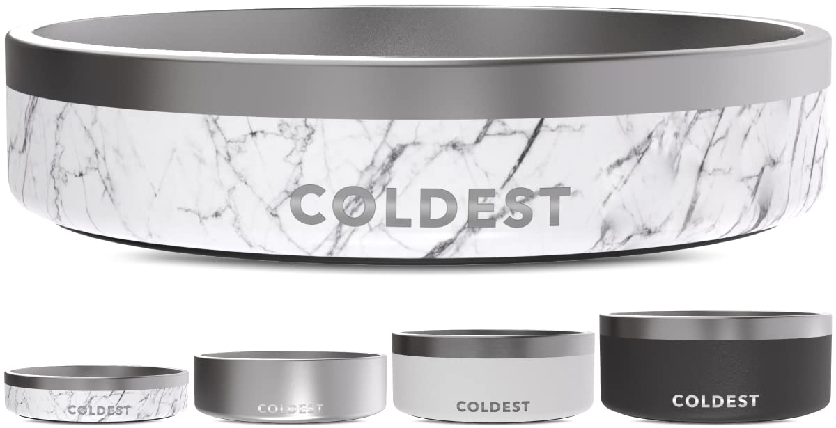 Coldest Dog Bowl - Anti Rust Metal, Non Slip, 3 Layers Insulated Stainless Steel Dog Bowls - Spill Proof & Heavy Duty - Water Bowl for Dogs, Cats & Pets, Dish Washer Safe (21 oz, Mars Red Glitter)