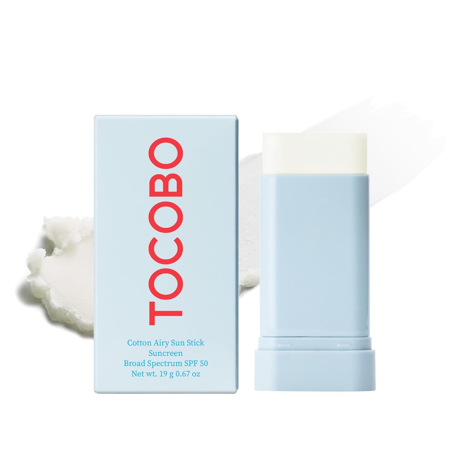 TOCOBO Cotton Airy Sun Stick SPF 50 Broad Spectrum Korean Matte Sunscreen Stick for Face - Travel Size Sebum Control Sunblock -Vegan, Lightweight, 0.67 oz (1single pack)