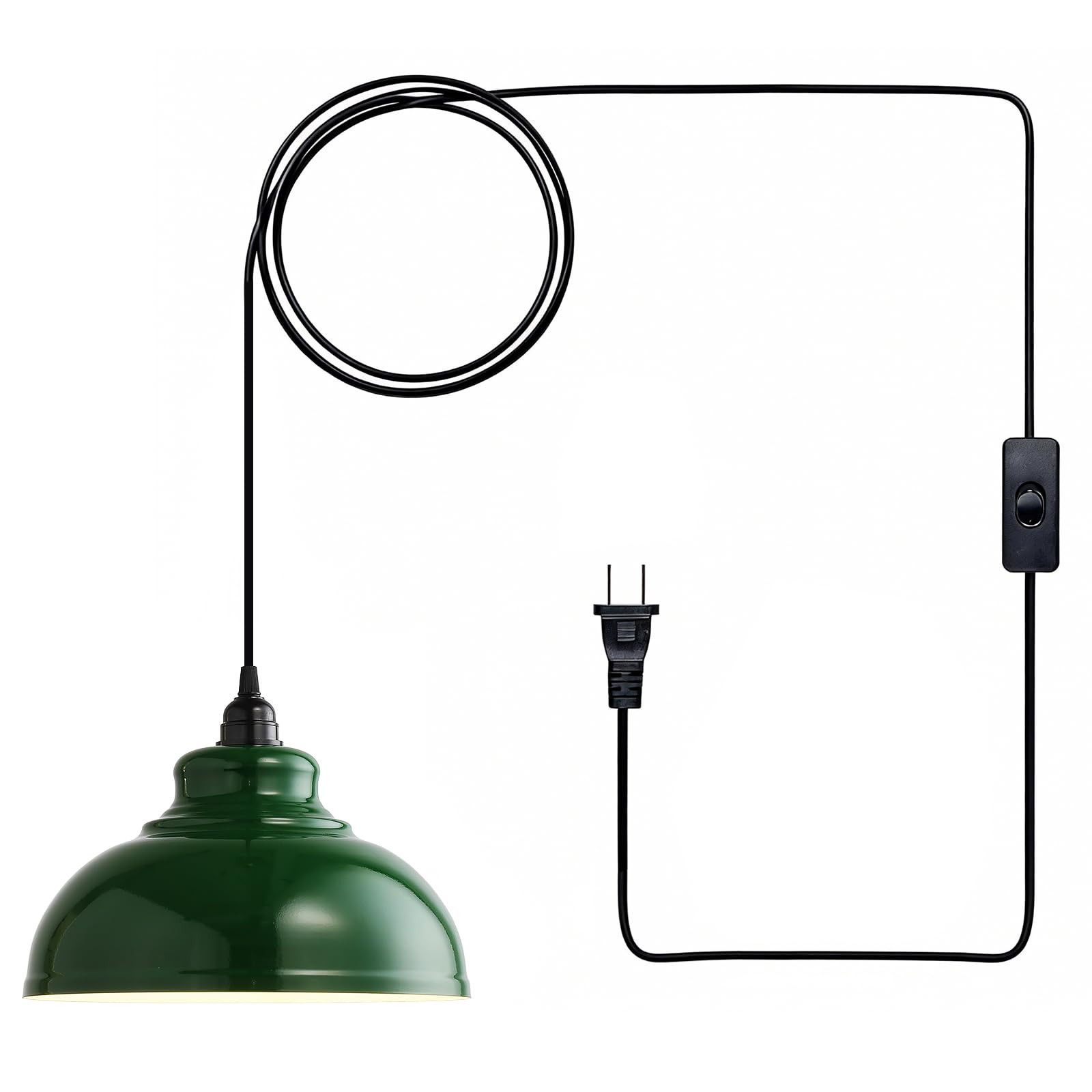 XZHGCEE Plug in Pendant Light: Amber Hanging Lamp Plug in Pendant Lamp, Glass Pendant Lighting for Kitchen Island, Bedroom, Dining Room, Living Room, No Bulb
