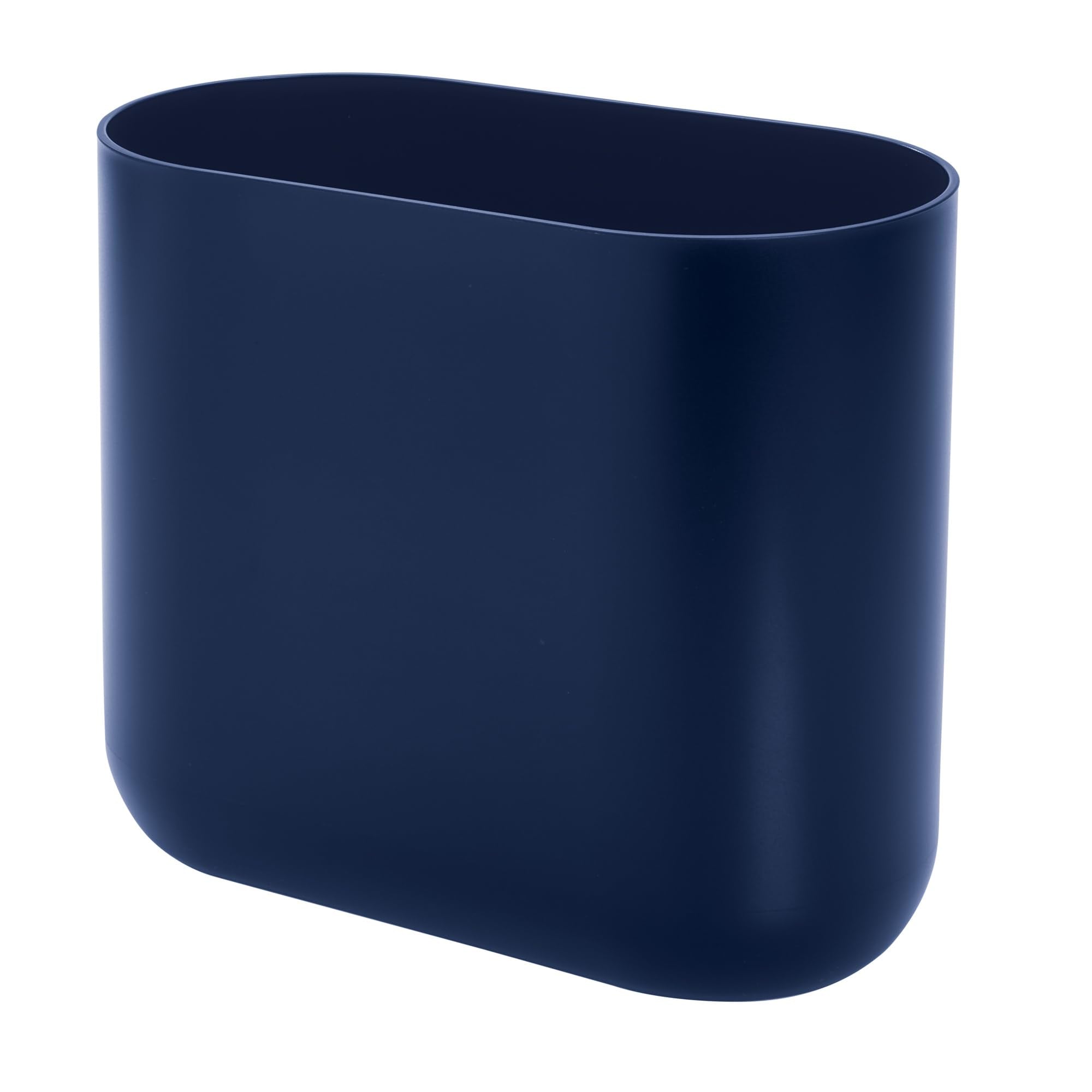 iDesign Small Slim Plastic Bathroom Trash Can, Black | Garbage Can for Bedroom, Office, Desk, Dorm