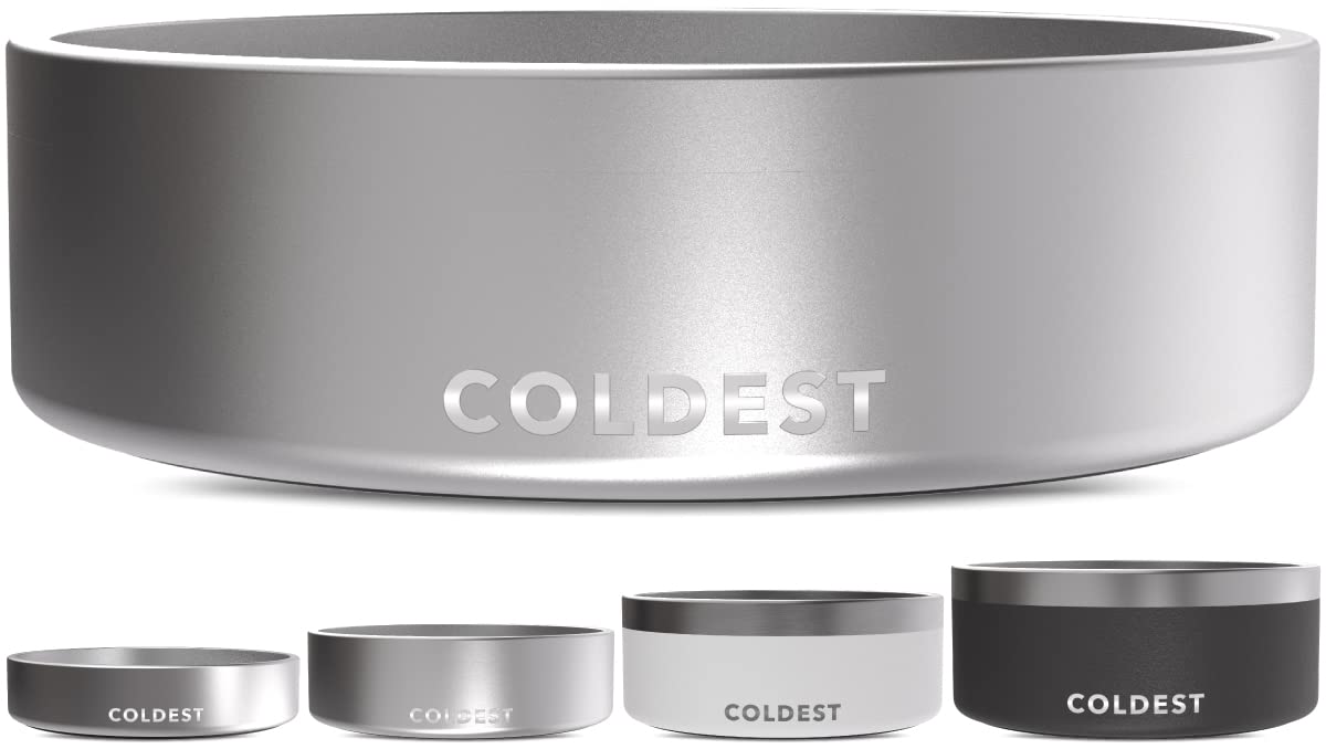 Coldest Dog Bowl - Anti Rust Metal, Non Slip, 3 Layers Insulated Stainless Steel Dog Bowls - Spill Proof & Heavy Duty - Water Bowl for Dogs, Cats & Pets, Dish Washer Safe (21 oz, Mars Red Glitter)