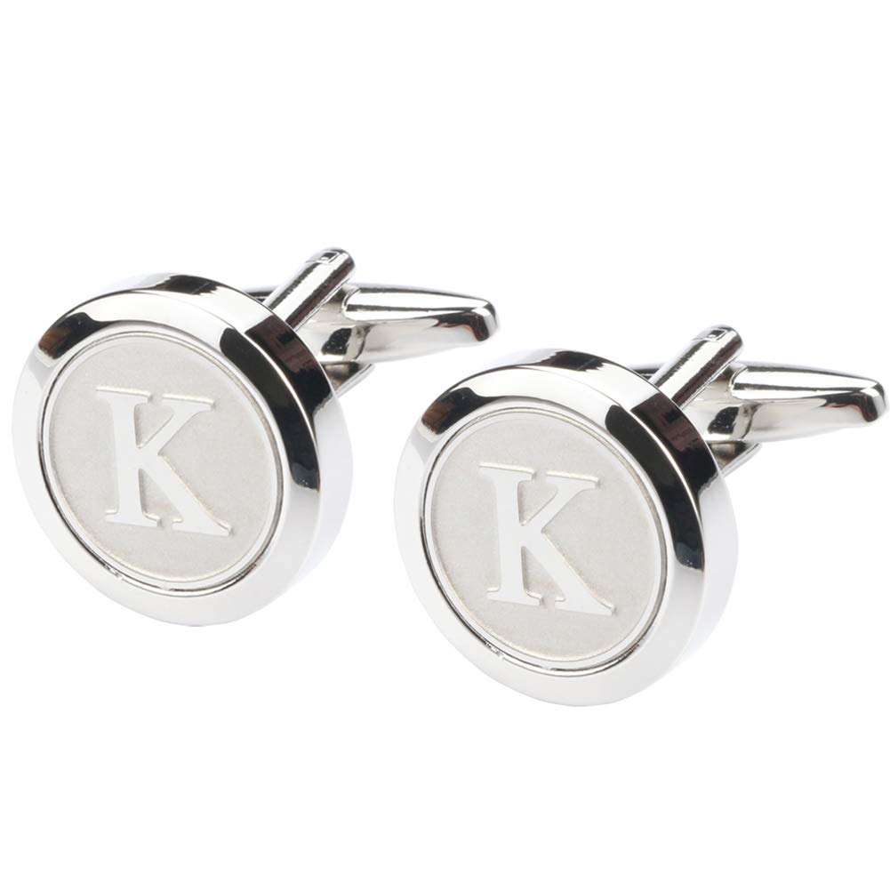 Mens Classic Stainless Steel Initial Cufflinks 26 Alphabet Initial Letter Cufflinks Business Wedding Shirts A-Z