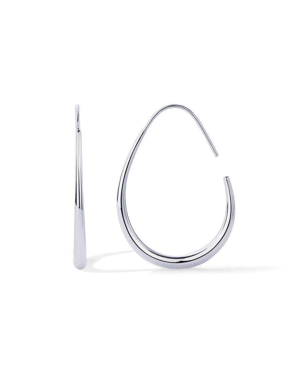 PAVOI 14K Gold Plated 925 Sterling Silver Post Lightweight Teardrop Hoop Earrings for Women | Large Oval Pull-Through Statement Earrings