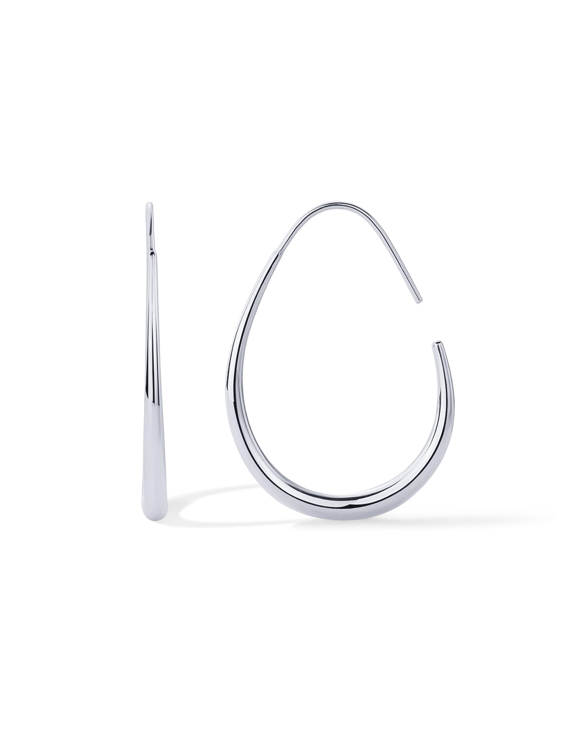 PAVOI 14K Gold Plated 925 Sterling Silver Post Lightweight Teardrop Hoop Earrings for Women | Large Oval Pull-Through Statement Earrings