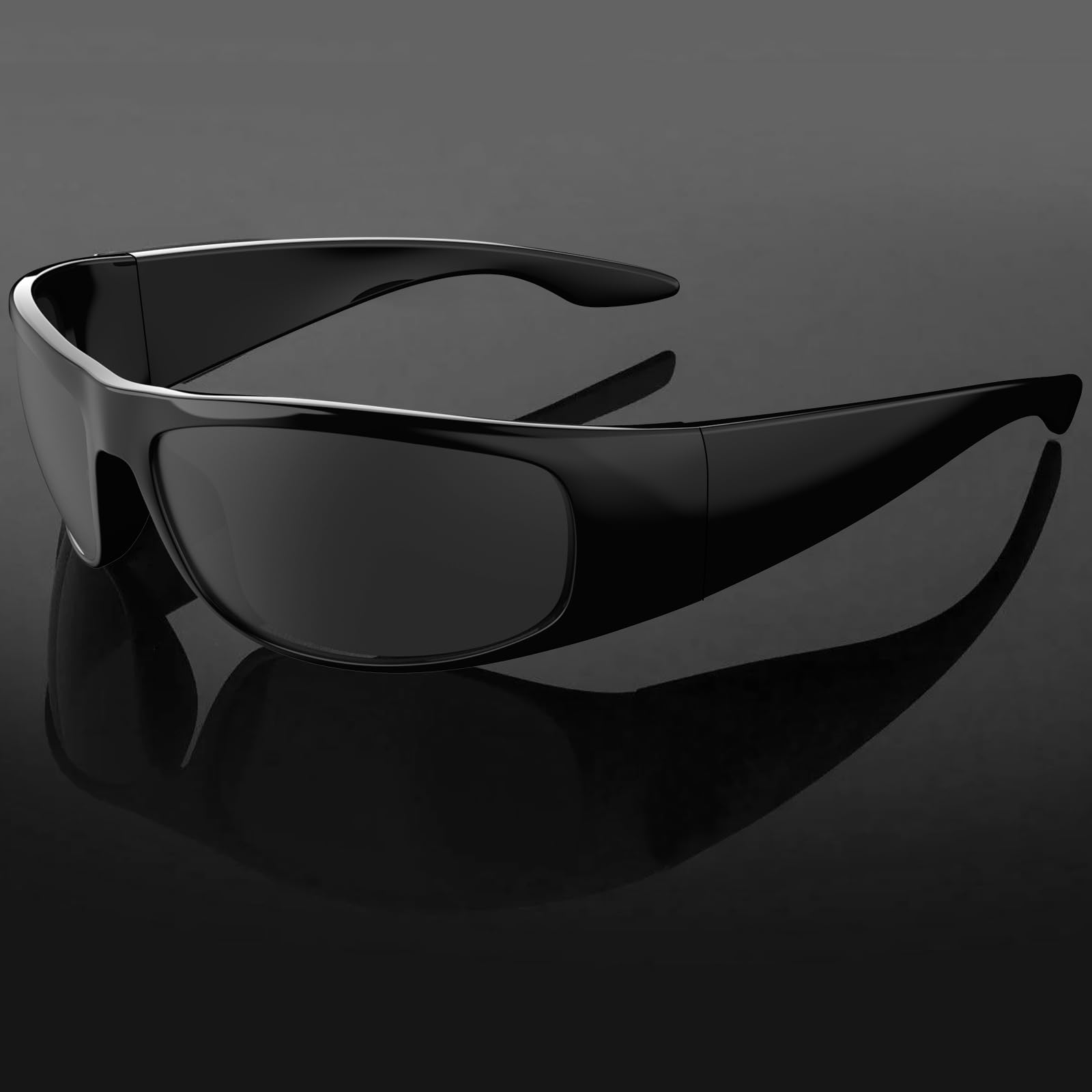 WISTON Wrap Around Sunglasses for Men Women Super Dark Blackout Sunglasses for Sensitive Eyes UV400 Protection W8005