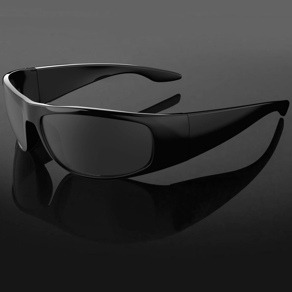 WISTON Wrap Around Sunglasses for Men Women Super Dark Blackout Sunglasses for Sensitive Eyes UV400 Protection W8005