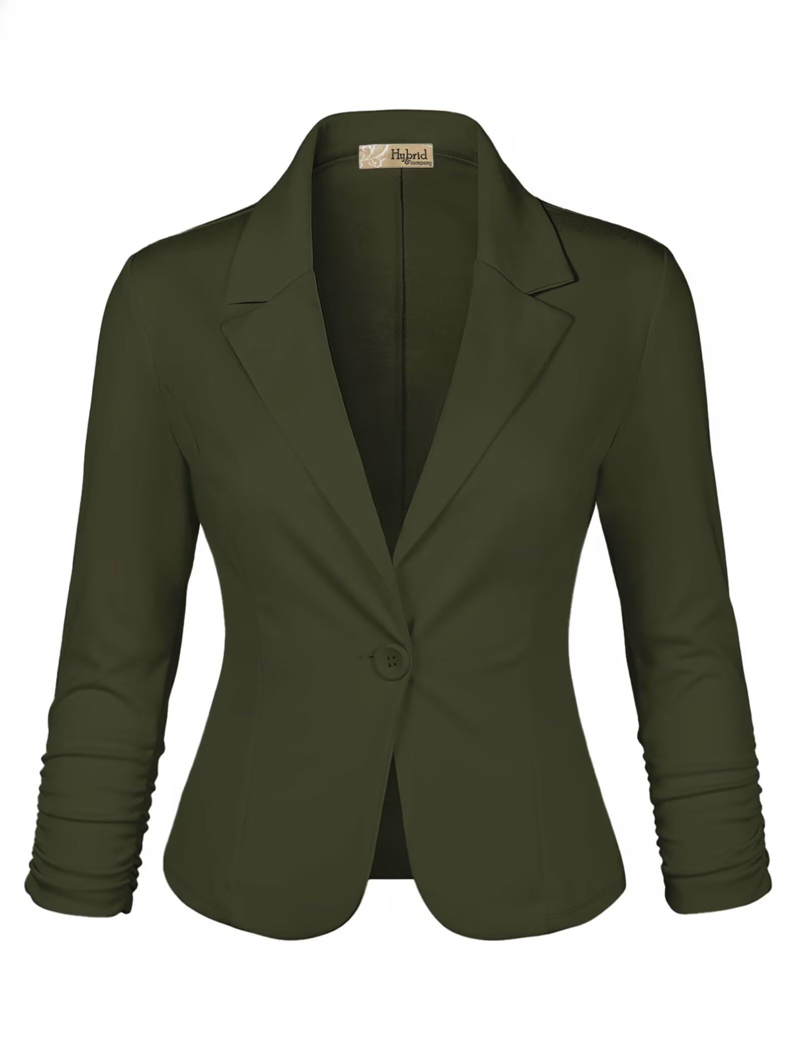 Hybrid & Company Women's Lightweight Casual Work Office Stretch Ponte Cardigan Blazer Jacket Made in USA