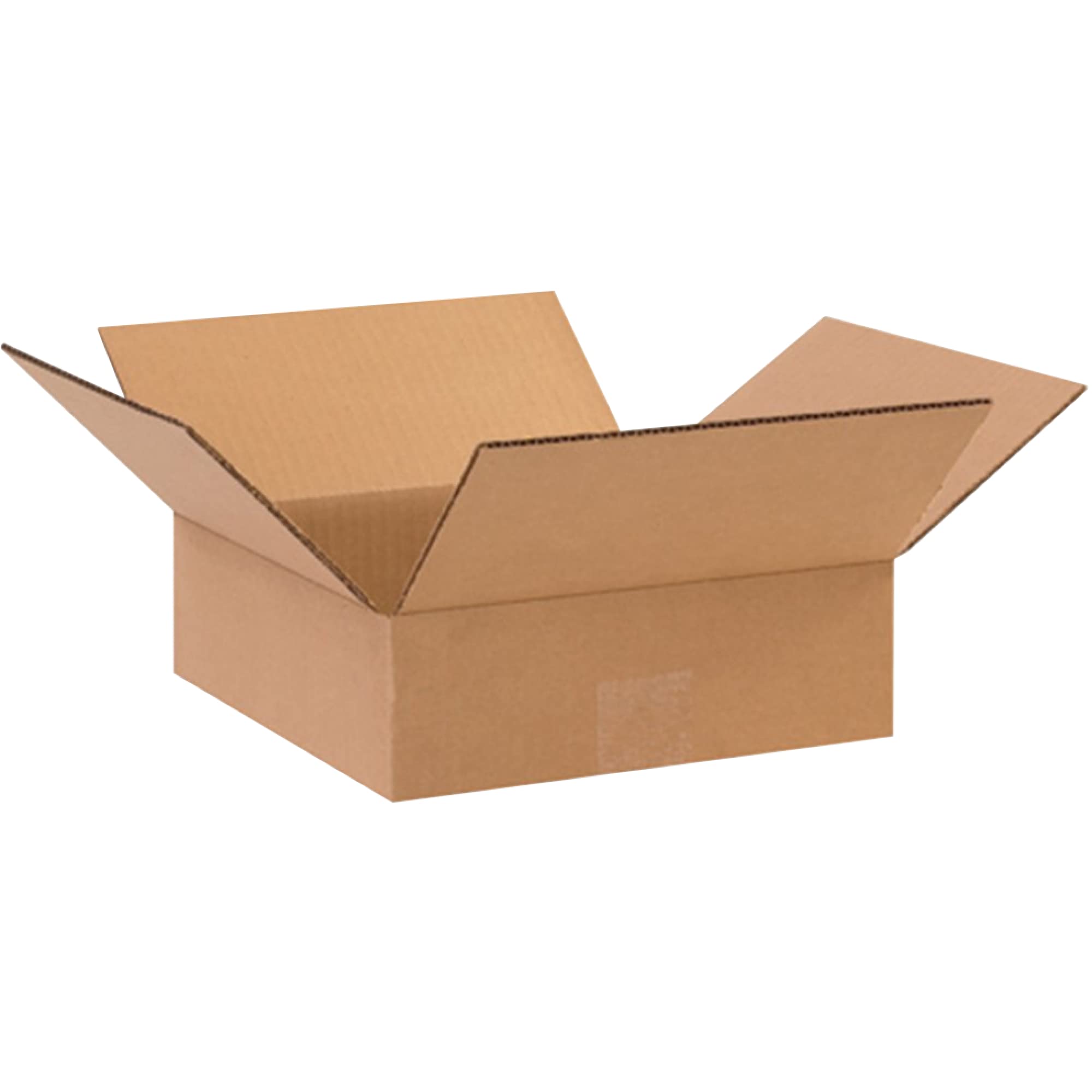 BOX USA 10103 Flat Corrugated Cardboard Box 10" L x 10" W x 3" H, Kraft, For Shipping, Packing and Moving (Pack of 25)