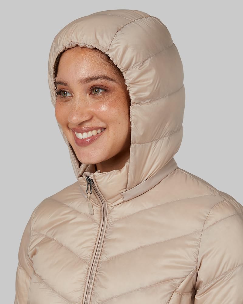 32 Degrees Heat Women’s Ultra-Light Down Packable 3/4 Jacket – Lightweight Travel Puffer Coat