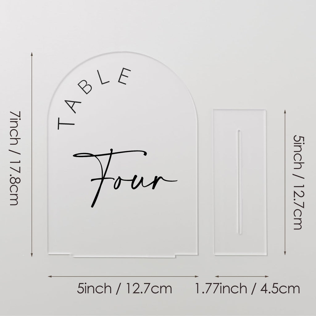 Black Arched Wedding Table Numbers 1-10 with Stands, 5x7 Inch Black Arch Acrylic Sign with Gold Letters, Acrylic Table Numbers for Wedding Reception