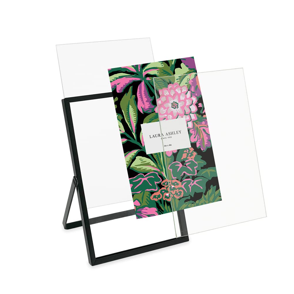 Laura Ashley 2x3 Rose Gold Flat Metal Picture Frame (Vertical) with Pull-Out Easel Stand, Made for Tabletop, Counterspace, Shelf and Desk (2x3, Rose Gold)