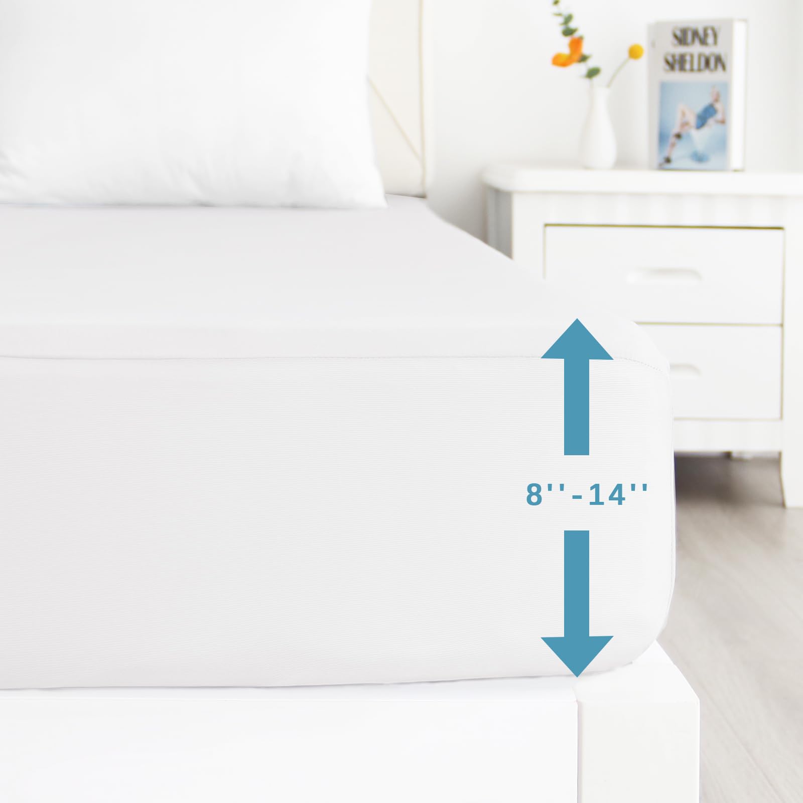 2 Pack Twin Mattress Protector Waterproof, Noiseless & Soft Coverage Mattress Fitted Sheet Twin with Deep Pocket up to 14", Super Breathable & Easy Wash Twin Size Mattress Protector