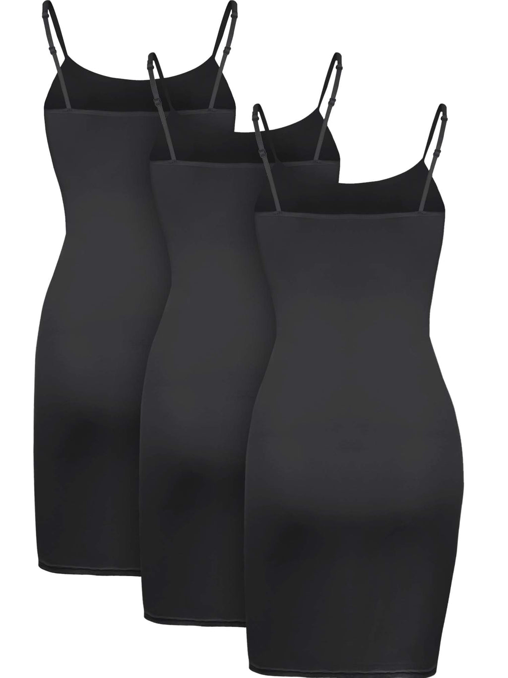 WILLBOND 3 Pieces Women's Basic Cami Long Tanks Dress Spaghetti Strap Slips for Under Dresses, Long Camisoles for Layering