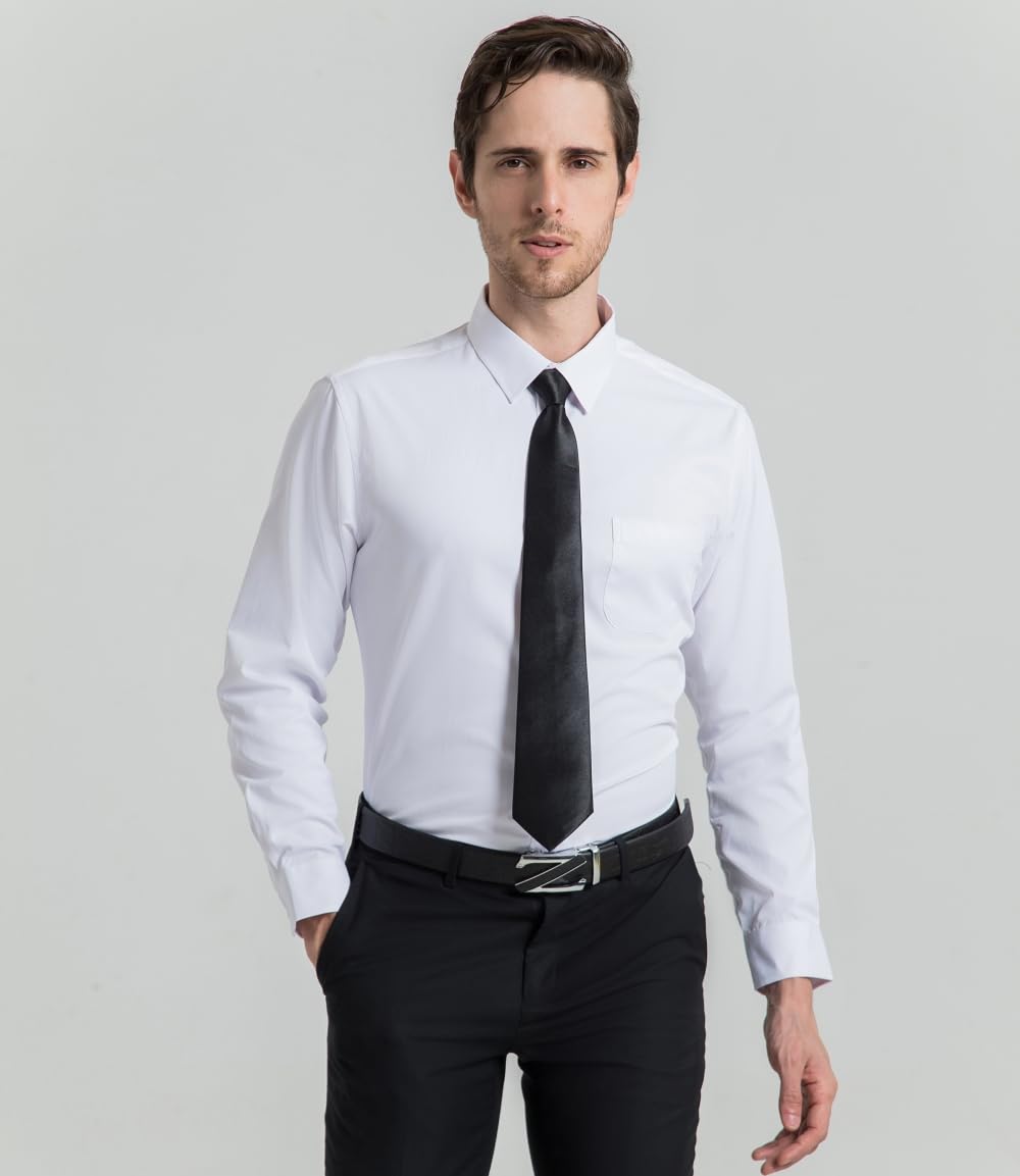 Long Sleeve Dress Shirts for Men - Regular-Fit Casual Button-Down Shirt with Pockets