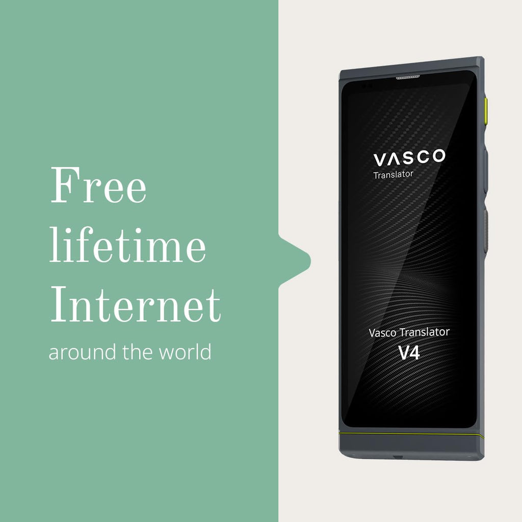 Vasco V4 Language Translator Device | 112 Languages | Free Lifetime Internet in Almost 200 Countries | Black Onyx