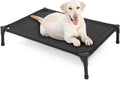 Garnpet Elevated Dog Bed for Large Dogs, Raised Dog Cot Fits Up to 120 LBs, Heavy Duty Pet Cots with Durable Supportive Teslin Recyclable Washable Mesh, Indoor & Outdoor Pet Bed, Black