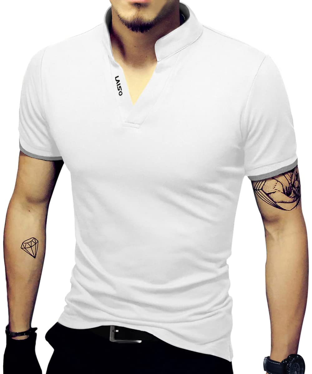 LOGEEYAR Mens Fashion Polo Henley Shirts Short/Long Sleeve Casual T-Shirts Slim Fit Cotton Polo Shirts for Men