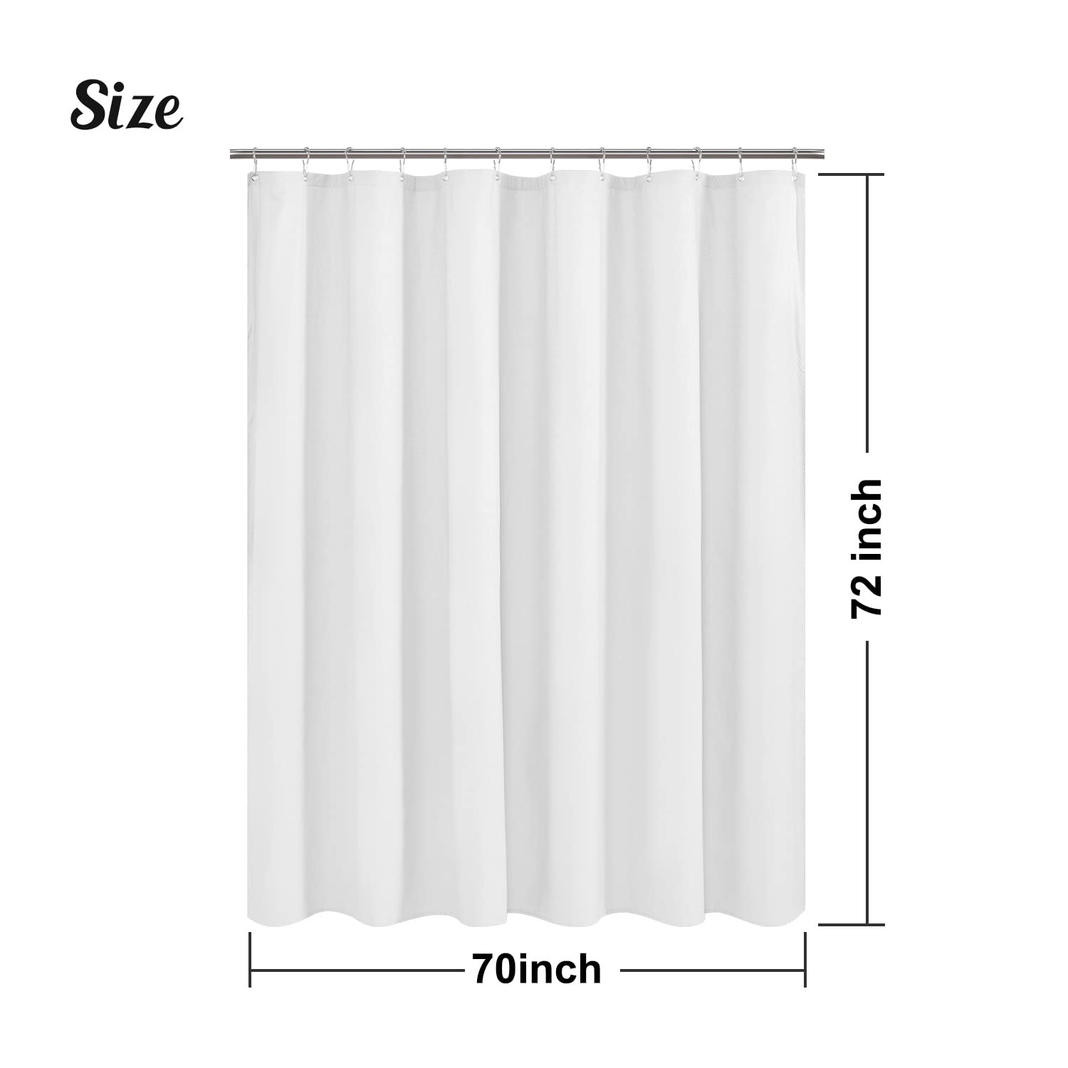 Mrs Awesome Embossed Microfiber Shower Curtain Liner 70 x 72 inches, Soft Fabric Shower Curtain Washable and Water Repellent,70x72, Cream