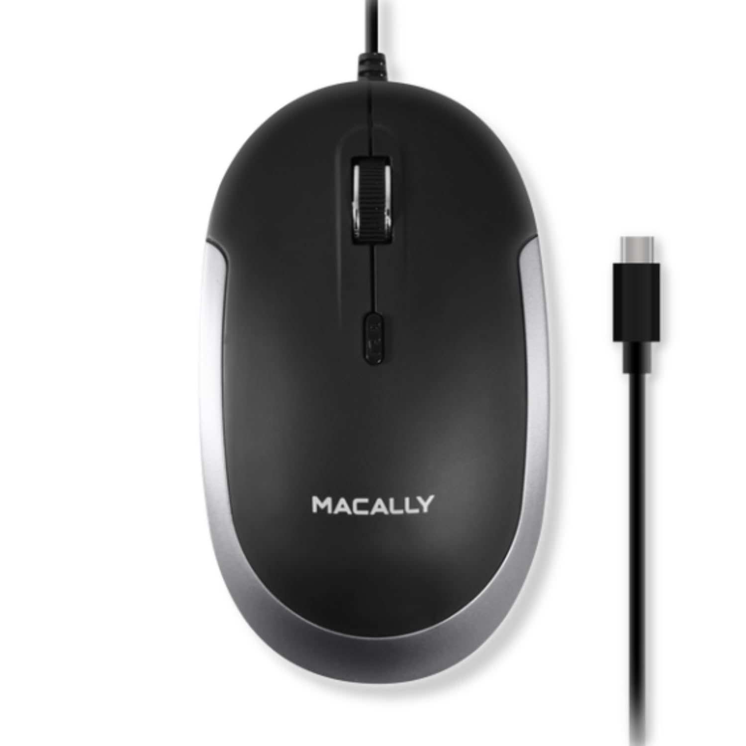 Macally Wired USB C Mouse for Mac and PC - Slim, Quiet, and Reliable - Type C Mouse for MacBook Pro/Air, iMac, Apple iPad, Laptop, Computer Desktop with 3 Button, Scroll Wheel, USBC, and 4 DPI Mode