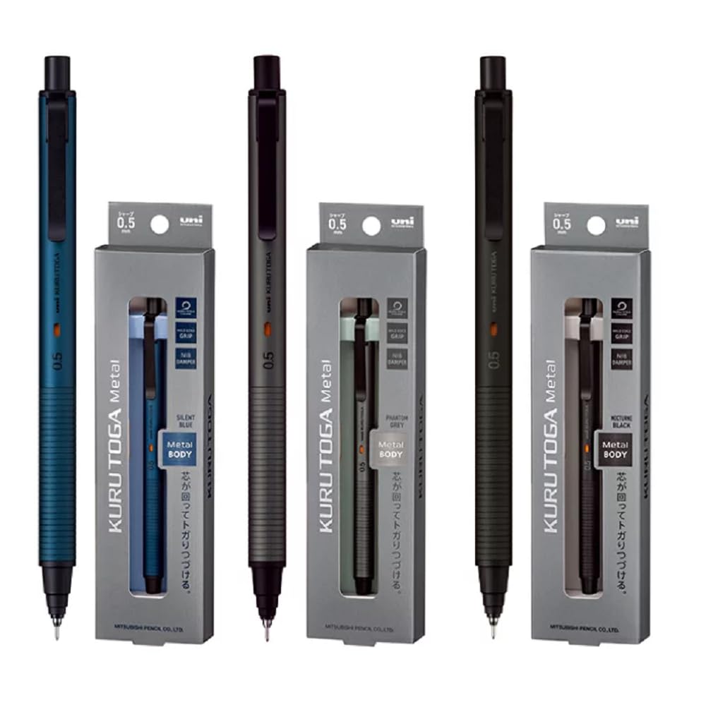 KURUTOGA Mitsubishi Pencil Mechanical Pencil Metal 0.5mm Nocturne Black M5KH1P.24 With Original Stylus Ballpoint Touch Pen