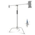 NEEWER Pro 100% Stainless Steel Heavy Duty C Stand with Boom Arm, Max Height 68"/172cm Photography Light Stand with 2.7ft/83cm Holding Arm, 2 Grip Head for Studio Monolight, Softbox, Reflector, SC172