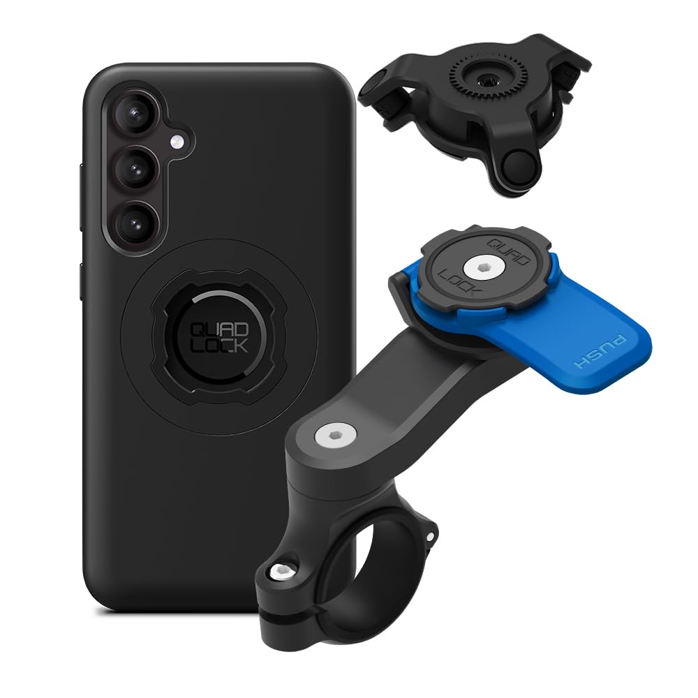 Quad Lock Motorcycle Handlebar Mount Kit with Vibration Dampener and MAG Phone Case for Samsung Galaxy S23