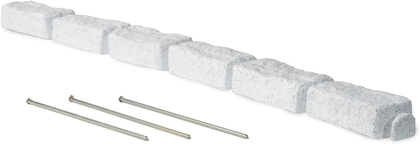 Beuta Landscape Edging | Garden Edging Border | Faux Stone Bricks for Lawn edging, Flower beds, Pathways & Yard Edging– 1 Pack | Each Section Has 6 Bricks 48"L x 4"W x 2.25"H | 3 Spikes |Cobblestone