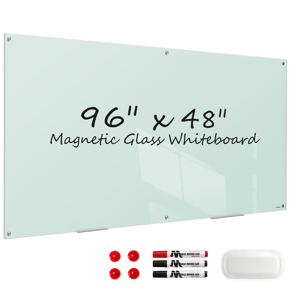 Dry Erase Board Black Magnetic Glass Whiteboard, TANKEE Modern Large Frameless Tempered Glass White Board for Wall, Office, School, Home, 36” x 24”, 3' x 2' White Board