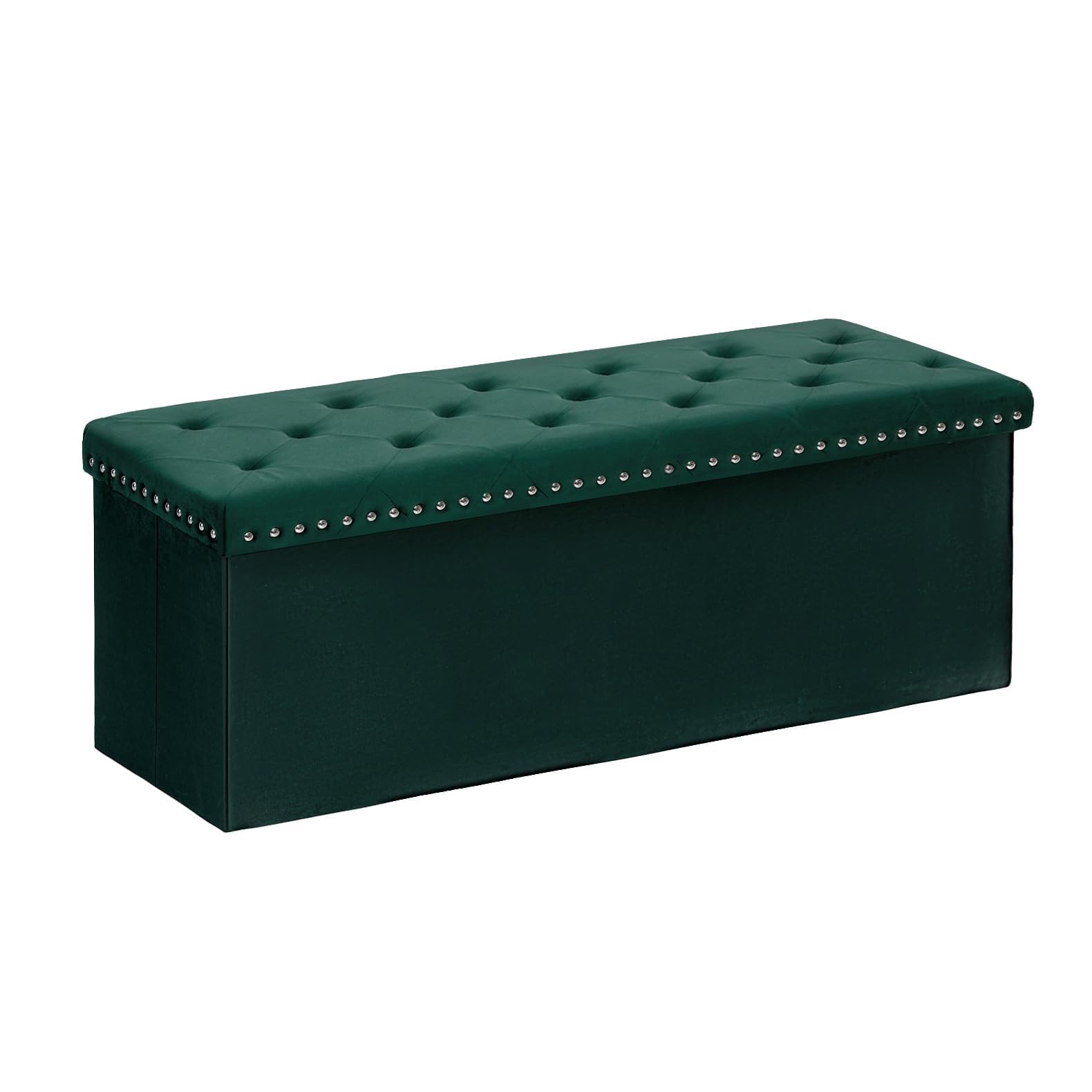 B FSOBEIIALEO Storage-Ottoman Cube-Folding Tufted - Ottomans with Storage, Coffee Table Top Cover, Storage Boxes Footrest Stool for Bedroom, Luxury Velvet Fabric 15.7 Inches Black