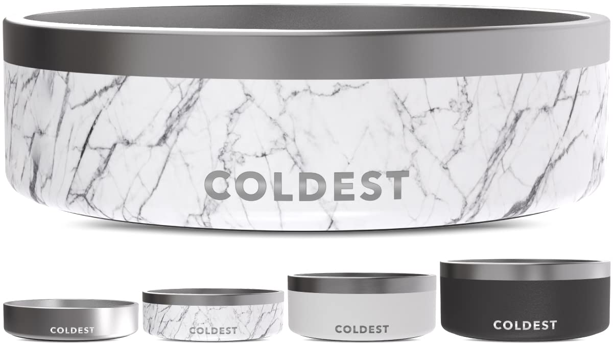 Coldest Dog Bowl - Anti Rust Metal, Non Slip, 3 Layers Insulated Stainless Steel Dog Bowls - Spill Proof & Heavy Duty - Water Bowl for Dogs, Cats & Pets, Dish Washer Safe (21 oz, Mars Red Glitter)