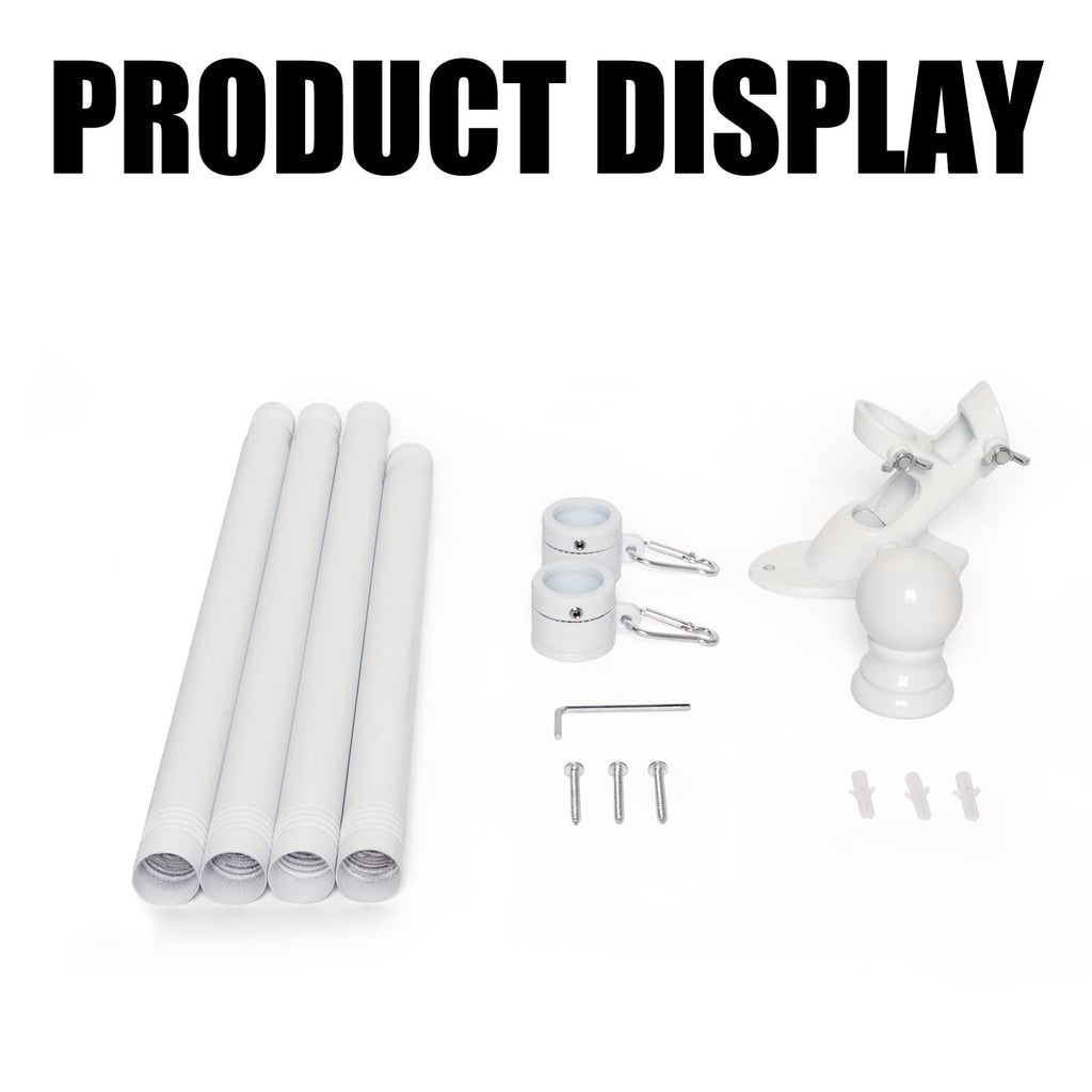 NELXINJO 5FT White Stainless Steel Flag Pole Kit for Outside House Wall | flagpoles 3x5 2x3 american flags hardware holder brackets hangers mounts