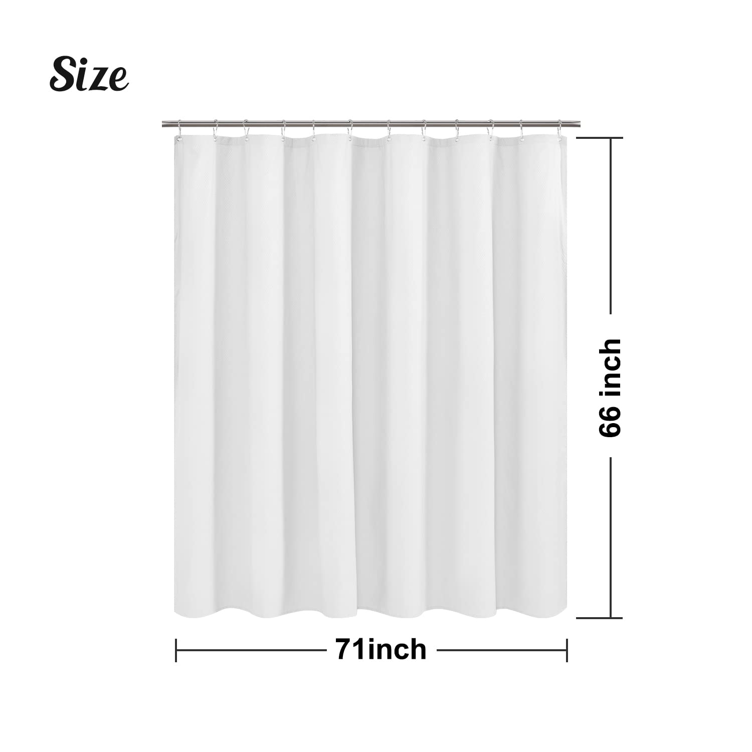 Mrs Awesome Embossed Microfiber Shower Curtain Liner 70 x 72 inches, Soft Fabric Shower Curtain Washable and Water Repellent,70x72, Cream