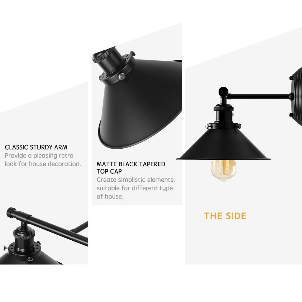 Black Bathroom Light Fixture 2-Light Matte Black Farmhouse Vanity Lights for Bathroom Light Fixtures, 20" Rustic Industrial Wall Sconce Vanity Lighting Fixtures over Mirror Kitchen Cabin Workshop Cafe