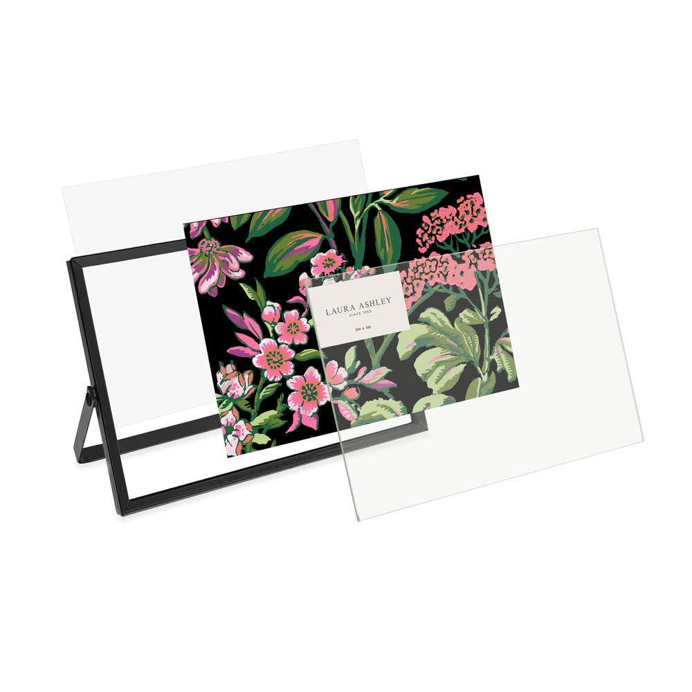 Laura Ashley 2x3 Rose Gold Flat Metal Picture Frame (Vertical) with Pull-Out Easel Stand, Made for Tabletop, Counterspace, Shelf and Desk (2x3, Rose Gold)