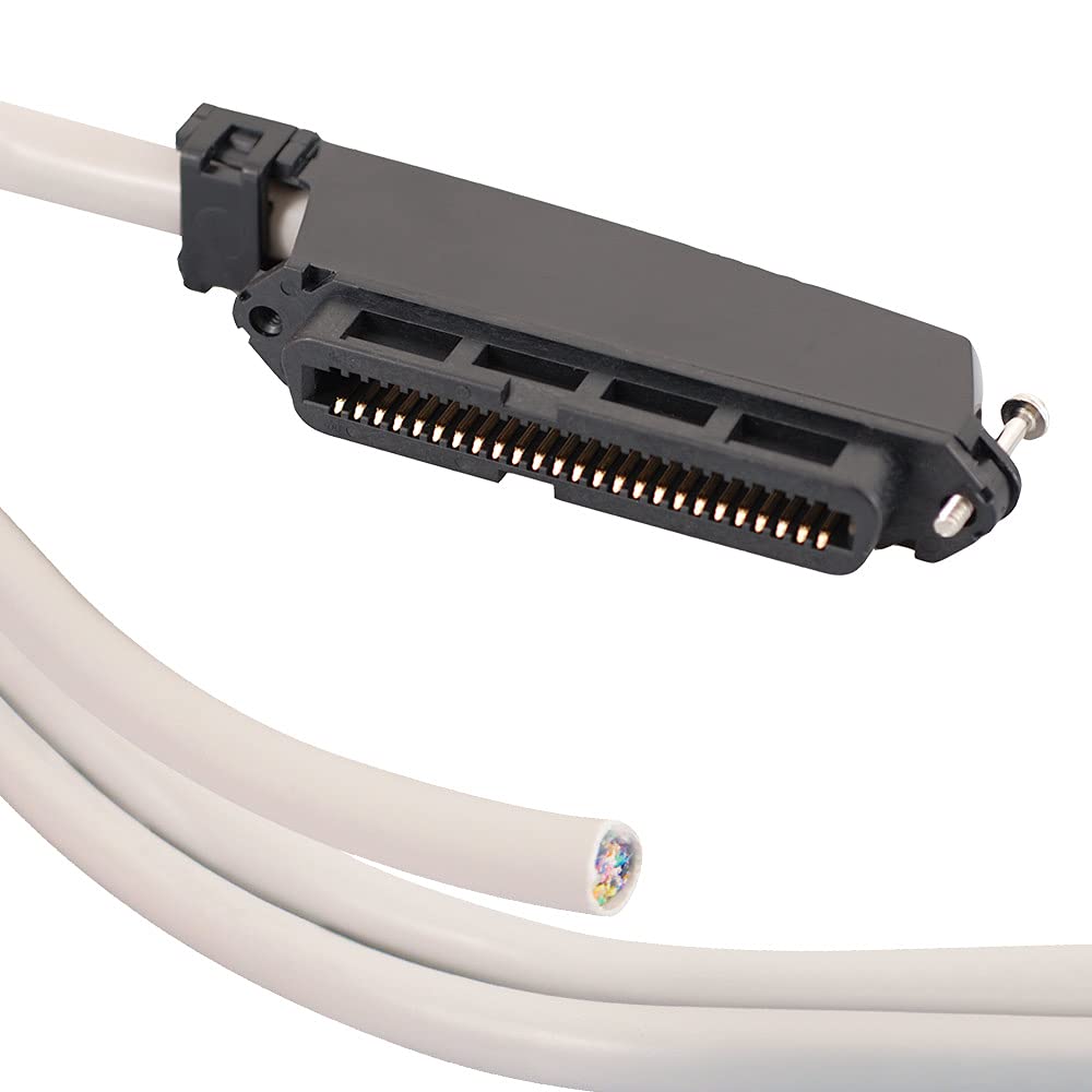ICC Female to Female 25 Pair Telco Cable 5ft - Cat3 24AWG, 100% Solid Pure Copper, Gray Riser CMR Cable with 90 Degree 50 Pin Telco Connector for Voice and Low Data PBX Applications, 5 Feet