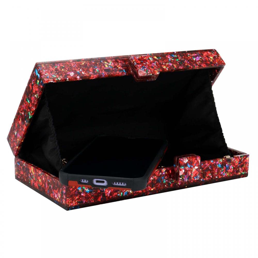 Gets Acrylic Purses and Handbags for Women Multicolor Perspex Geometric Patterns Box Clutch Banquet Evening Crossbody Handbag