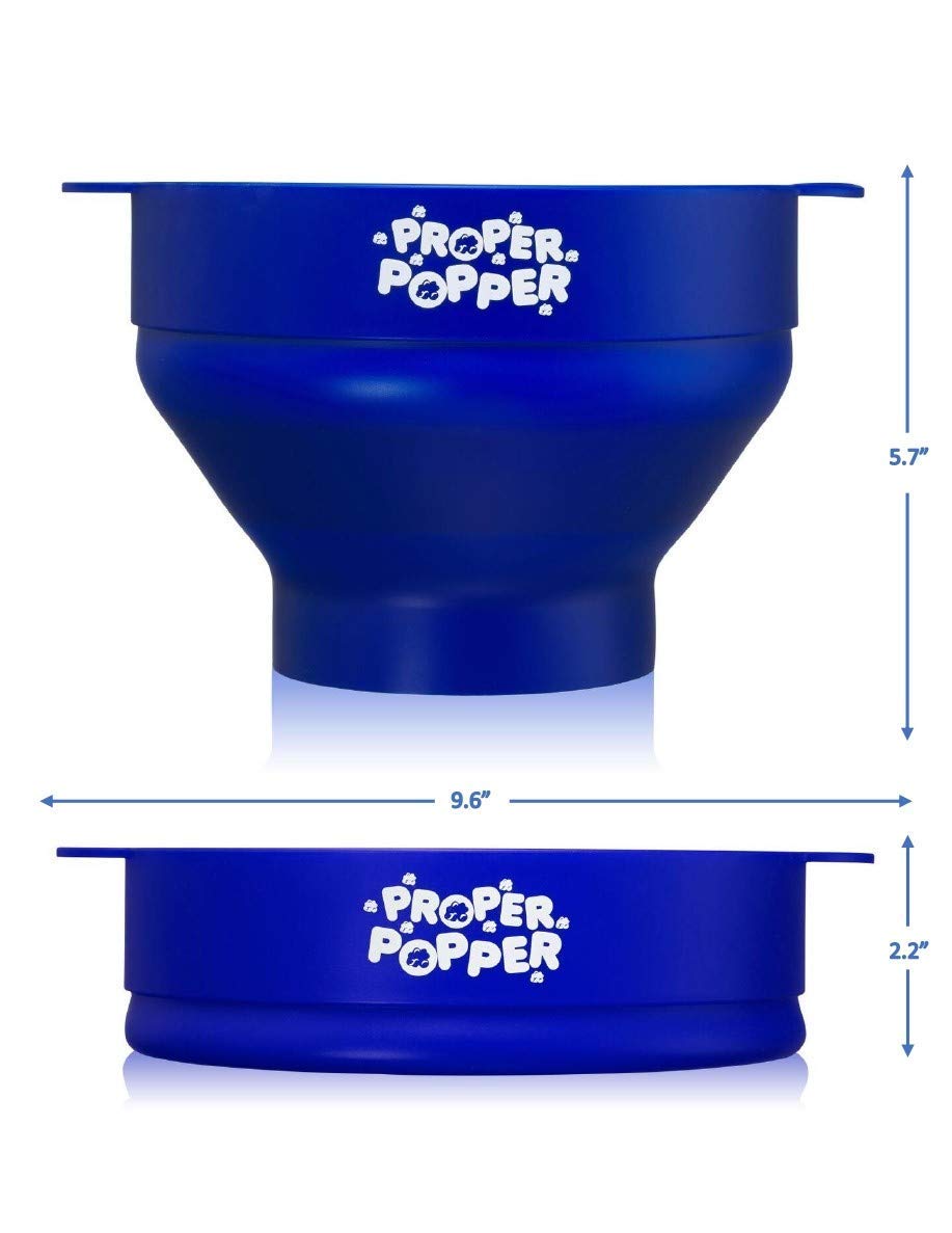 The Original Proper Popper Microwave Popcorn Popper, Silicone Popcorn Maker, Collapsible Bowl BPA Free & Dishwasher Safe - (Aqua)