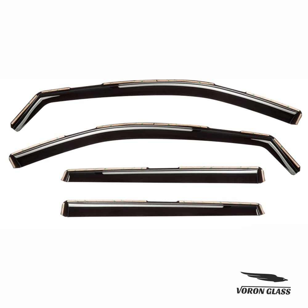 Voron Glass in-Channel Extra Durable Rain Guards for Trucks Chevrolet (Chevy) Silverado/GMC Sierra 2014-2018 Crew Cab, Window Deflectors, Vent Window Visors, 4 Pieces - 220009