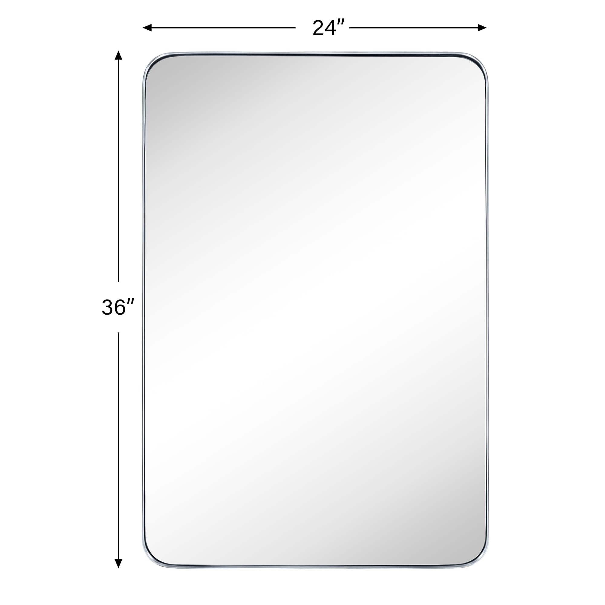 GRACTO 20x30 inch Brushed Nickel Stainless Steel Metal Framed Bathroom Mirror for Wall Mounted Rounded Rectangular Bathroom Vanity Mirror