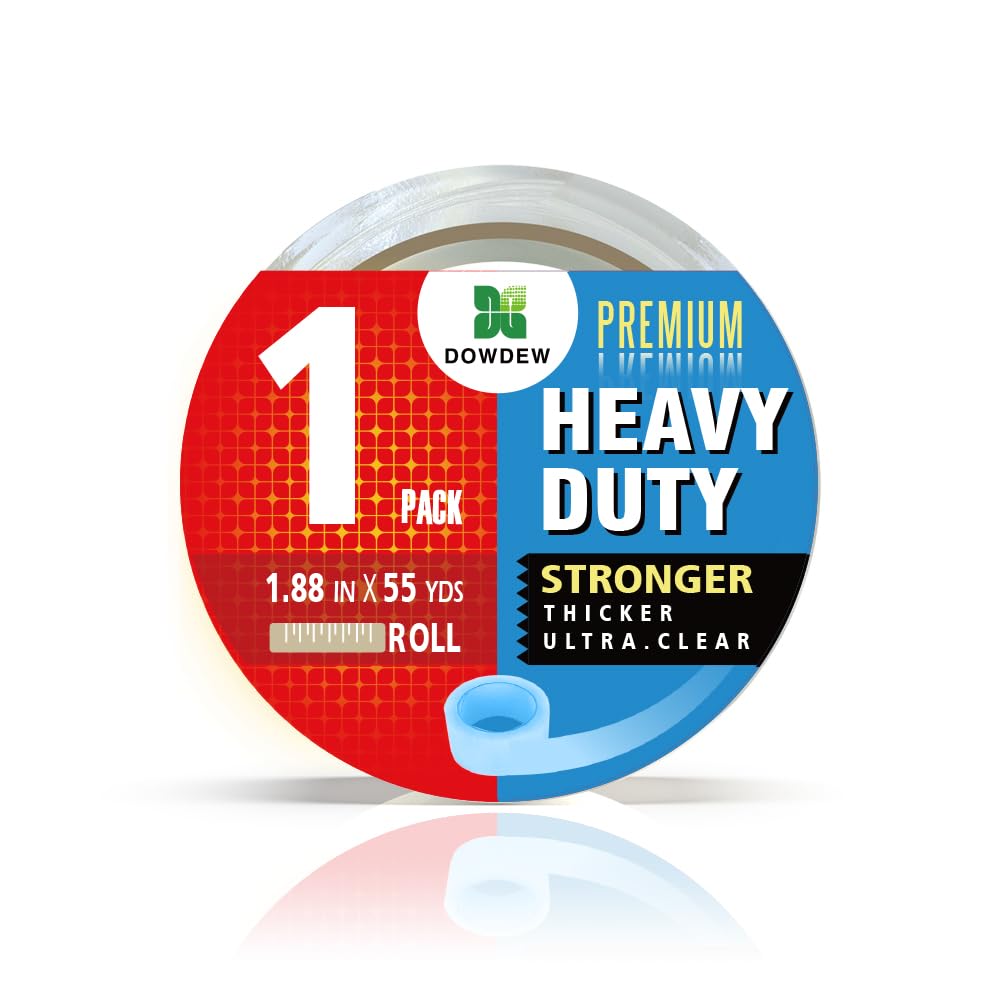Clear Packing Tape, Heavy Duty Packaging Tape 1.88 inch x 55 Yards Refill Roll for Shipping Mailing Moving [Ultra Strong - Super Thick] (1 Roll / 55 Total Yards)