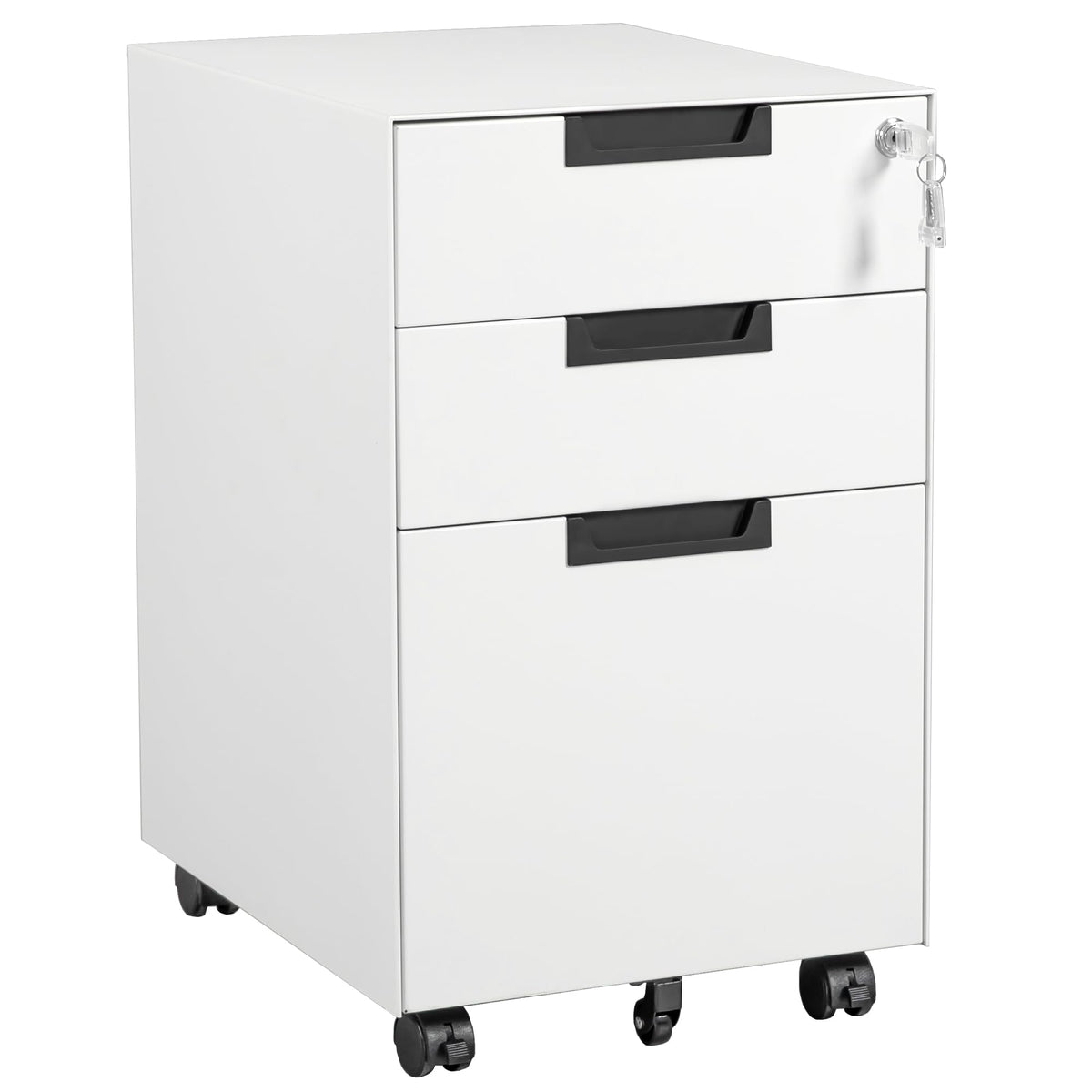 Letaya 3 Drawer Mobile File Cabinet with Lock,Under Desk Metal Small Filing Cabinets for Home Office Organizer Letters/Legal/A4(Fully Assembled Except Wheels-Black)