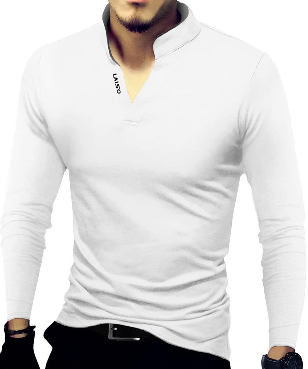 LOGEEYAR Mens Fashion Polo Henley Shirts Short/Long Sleeve Casual T-Shirts Slim Fit Cotton Polo Shirts for Men