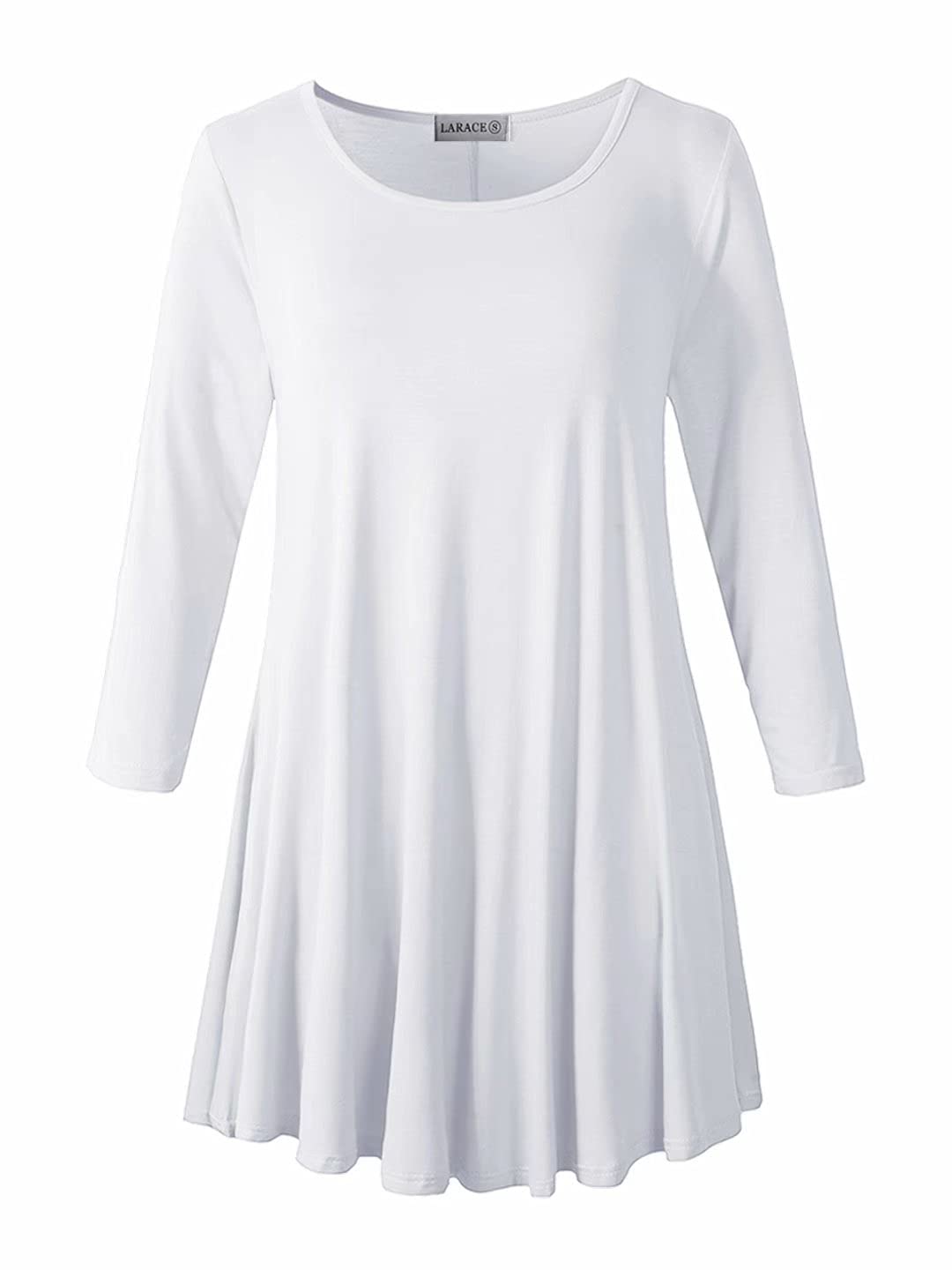 LARACE 3/4 Sleeve Shirts for Women Plus Size Tunic Dressy Top Loose Fit Flare T-Shirt