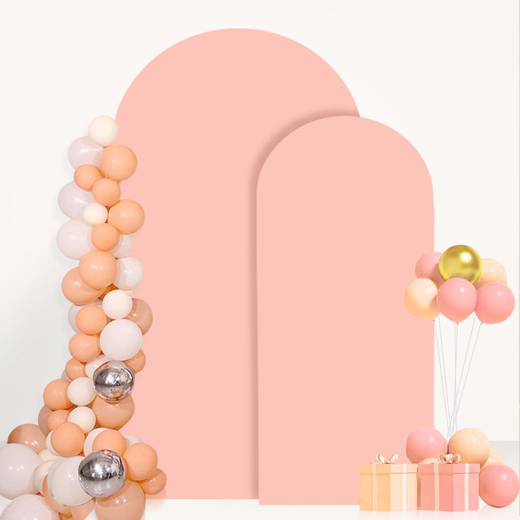 FANPROMS Beige Arch Backdrop Cover Set of 3 Wedding Arch Cover 4x5x6FT Round Top Arch Stand Cover for Fitted Arch Covers Spandex Backdrop Covers Set for Wedding Party Ceremony Decorations