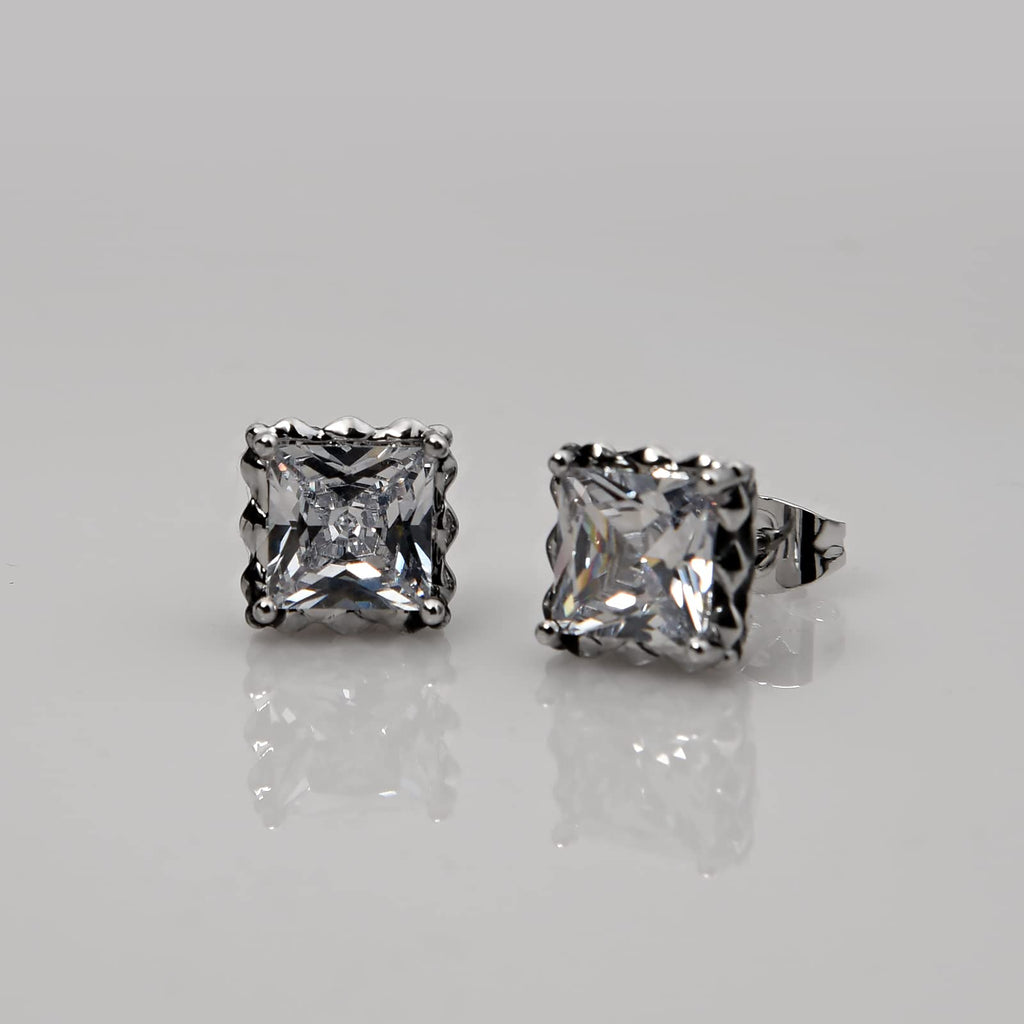 Retro Dark Shadow Stud Earrings, Hypoallergenic Stainless Steel Cubic Zirconia Earrings
