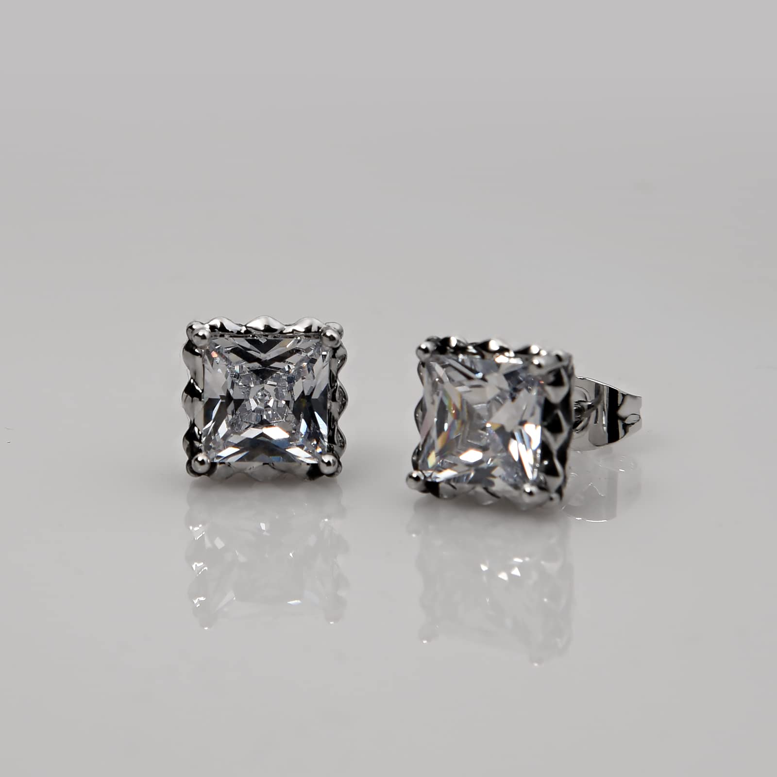 Retro Dark Shadow Stud Earrings, Hypoallergenic Stainless Steel Cubic Zirconia Earrings