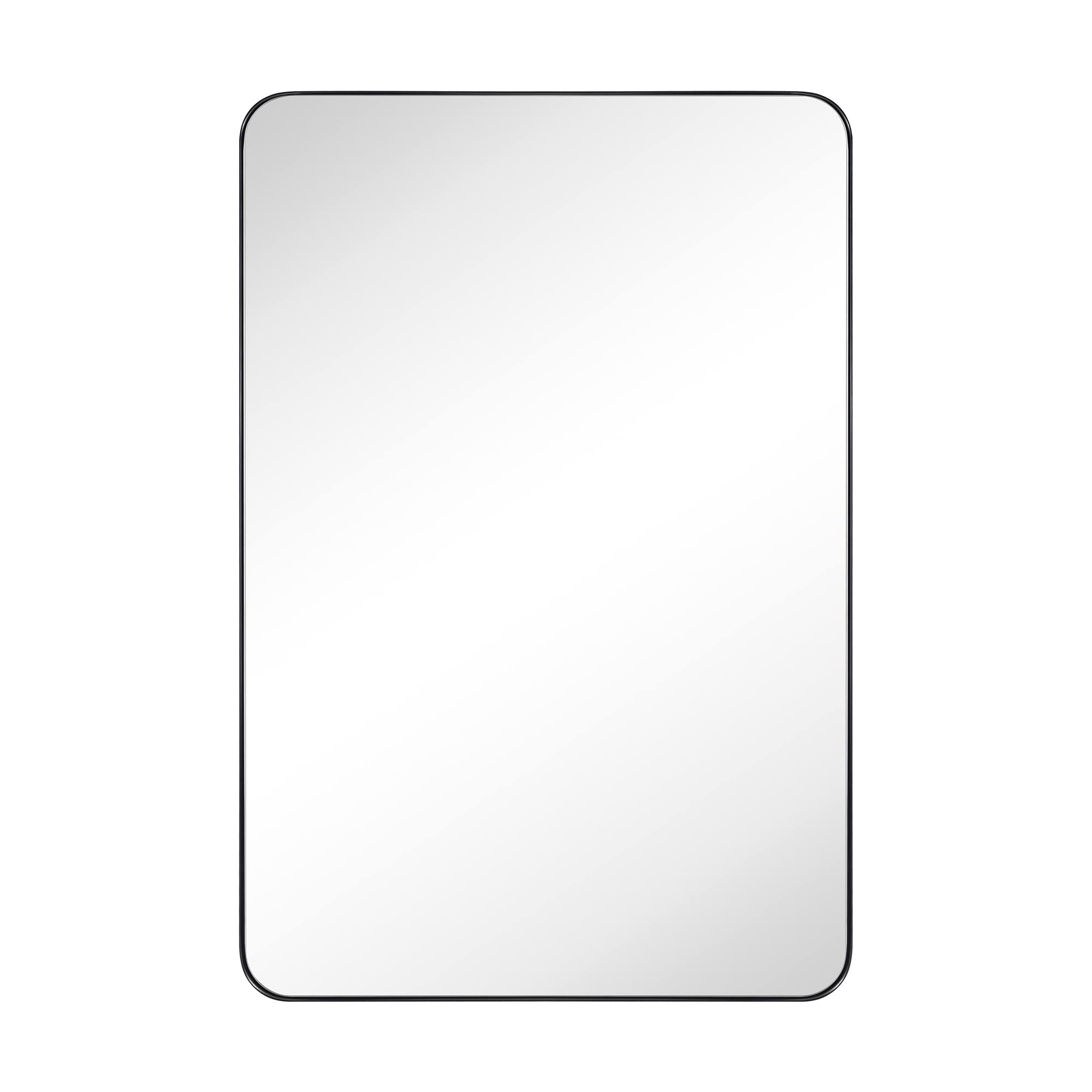 GRACTO 20x30 inch Brushed Nickel Stainless Steel Metal Framed Bathroom Mirror for Wall Mounted Rounded Rectangular Bathroom Vanity Mirror