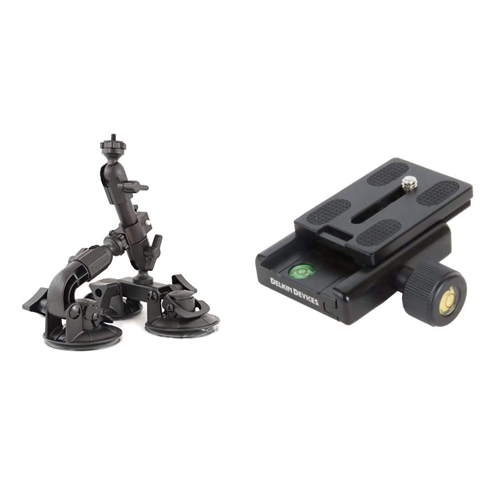 Delkin Devices Fat Gecko Mini Suction Camera Mount - Powerful Suction Cup Camera Mount for Car, Motorcycle, Desk, Window | Secure and Adjustable Action Camera Holder for Video Recording
